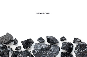 Hard coal on white background.Fuel and energy.