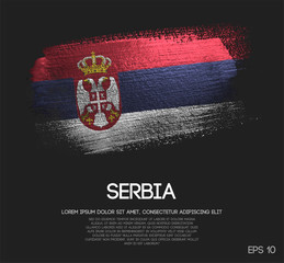 Serbia Flag Made of Glitter Sparkle Brush Paint Vector © natanaelginting