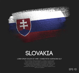 Slovakia Flag Made of Glitter Sparkle Brush Paint Vector © natanaelginting