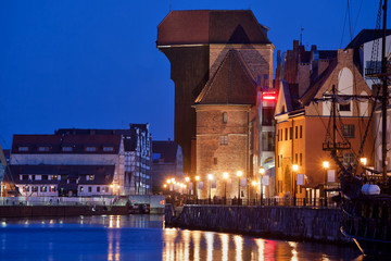 Old Town in City of Gdansk at Night