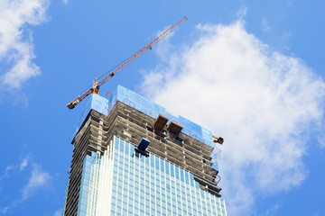 crane, large building

