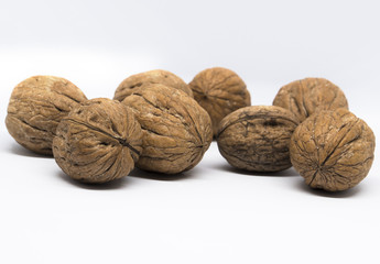 closeup Walnut on white background