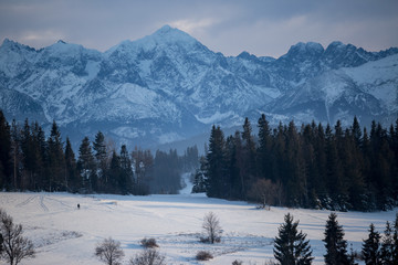 Snow covered tatra mountains in winter