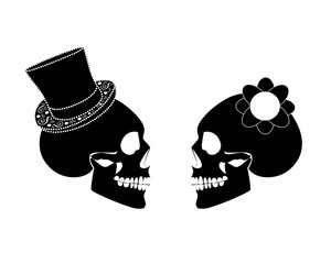 Skull icon wedding couple background