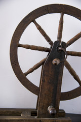 Old Fashioned manual wool spinning wheel