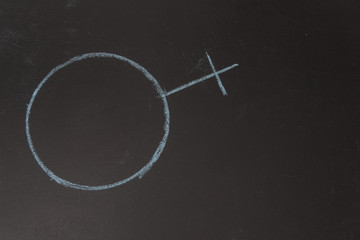 on the chalkboard sign woman