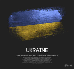 Ukraine Flag Made of Glitter Sparkle Brush Paint Vector - 215520683