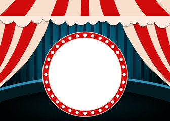 Poster Template with retro circus banner. Design for presentation, concert, show