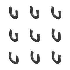 Set of 3D isometric horseshoes, vector illustration.