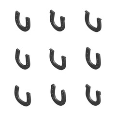 Obraz premium Set of 3D isometric horseshoes, vector illustration.