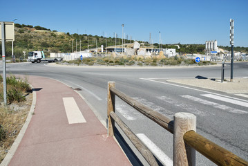 Rond-point à l'entrée de la ville de Port-la-Nouvelle, Aude, Languedoc, Occitanie, France.