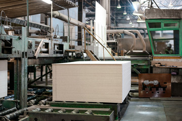 Workshop for the production of particle boards. Manufacture of chipboard, veneer, plywood, wood...