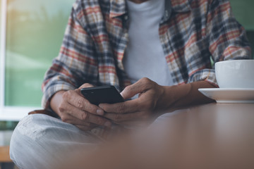 Man using smartphone