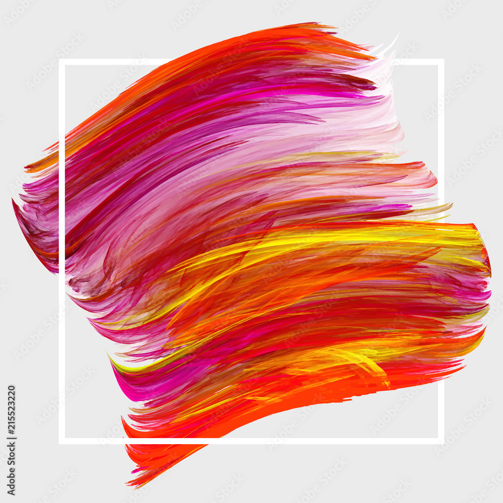 Aufkleber isolated bright colorful daub with white square frame. vector graphic template