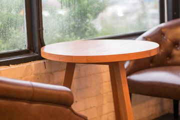 empty vintage wood table set