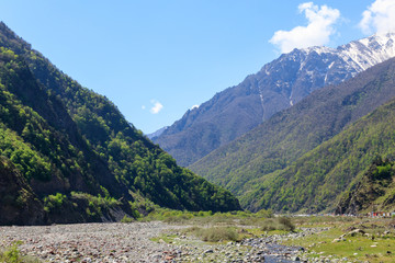 Fototapeta na wymiar Mountain river in the Caucasian mountains