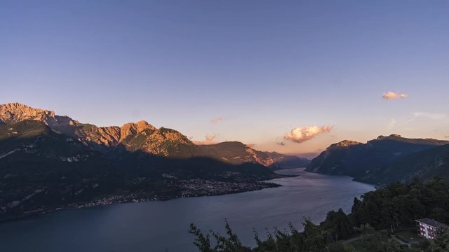 time lapse from mountain over the lake and the alps in North of italy