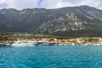 Mugla, Turkey, 14 May 2012: Boats at Gokova Bay, Akyaka