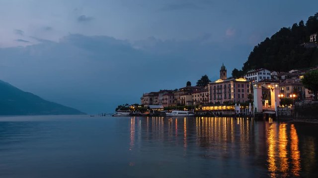 time lapse of bellagio a city over como lake very romantic at sunset