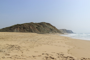 Deserted beach on the Atlantic coast. Neighborhood of Lisbon, Portugal.