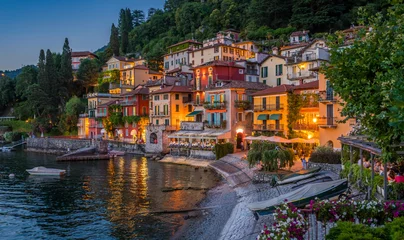  Scenic view in the beautiful Varenna at sunset, on Lake Como, Lombardy, Italy. © e55evu