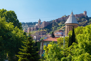 View of the Tbilisi city in Georgia on sunny day