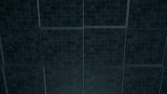 A close-up of a decorative dynamic wall made of rectangular stone blocks. Abstract animation of the movement of the wall