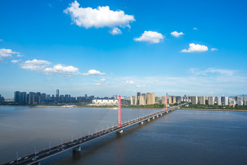 city skyline in hangzhou china