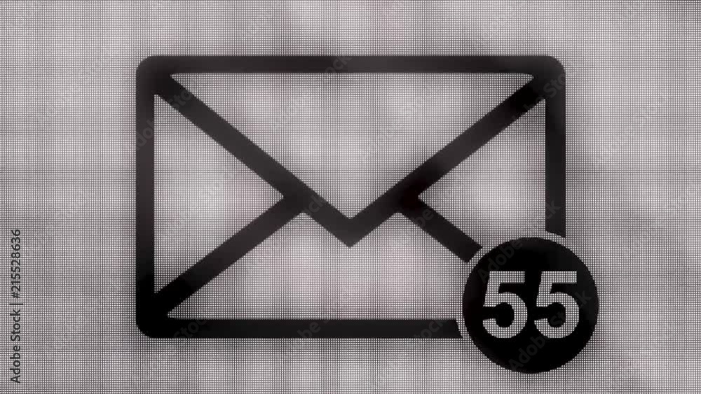 Poster new email message notification on monitor screen. animation of receiving an email