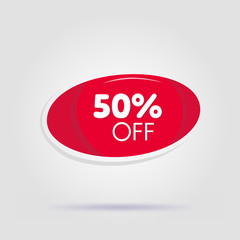 Special offer isolated sale tag red fifty