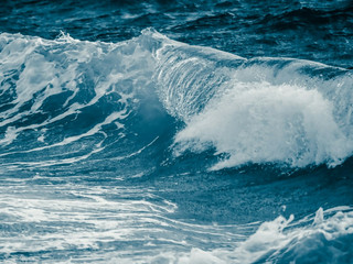 Big Ocean Waves Crashing The Seashore
