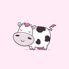 Obraz na płótnie Canvas Kawaii cute happy dairy cow cartoon illustration