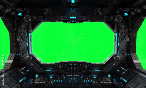 Spaceship grunge interior window isolated