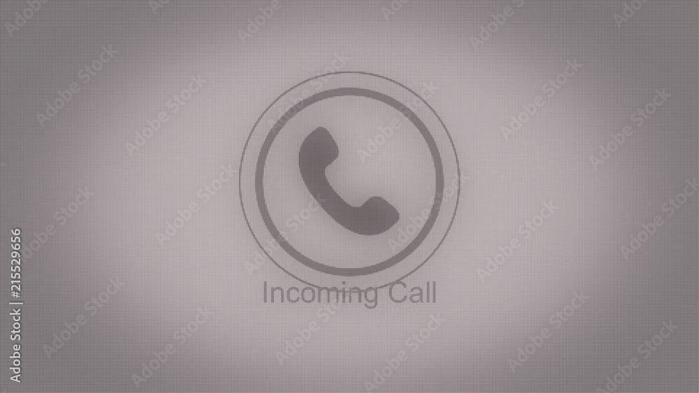 Poster animation incoming call. abstract animation of incoming call with black and white phone icon