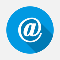 Vector icon dog Email  on blue background. Flat image message with long shadow. Layers grouped for easy editing illustration.  For your design.