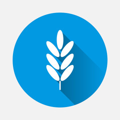Ears of wheat, cereal vector icon. Ear of oats. rye ears  with a flat shadow. Layers grouped for easy editing illustration. For your design.