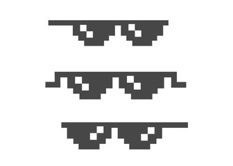 Obraz premium Funny pixelated sunglasses. 8bit style sunglasses vector icon
