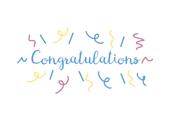 Congratulations banner confetti. Business congratulations text background