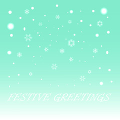 Festive Greetings note on light background with snowflakes. Vector illustration.