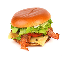 Fresh tasty burger, isolated on white background.