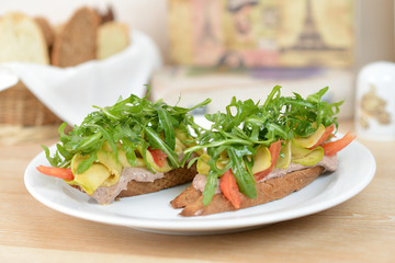 Appetizer bruschetta with vegetables