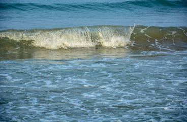 Waves on the sea in the early morning
