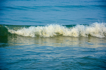 Waves on the sea in the early morning