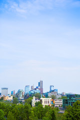 Obraz premium Top view of the old city and the new modern houses. Vilnius, Lithuania.