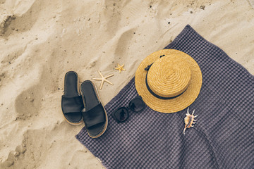 summer concept. beach stuff on sand