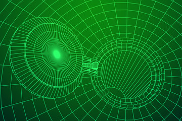 Cover rocket silo intercontinental ballistic missile. Wireframe low poly mesh vector illustration © newb1