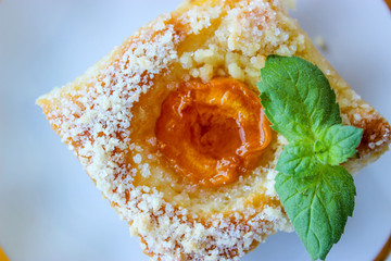 Lush cake with apricots