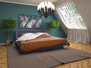 Bedroom interior. 3d illustration