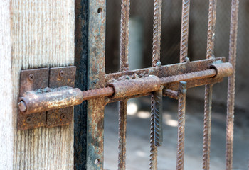 Old iron sliding lock
