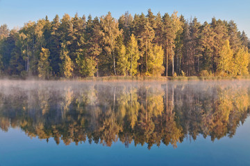 foggy lake landscape